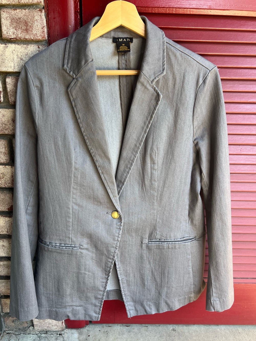 Iman Light Gray Single-Button Women's Medium Blazer